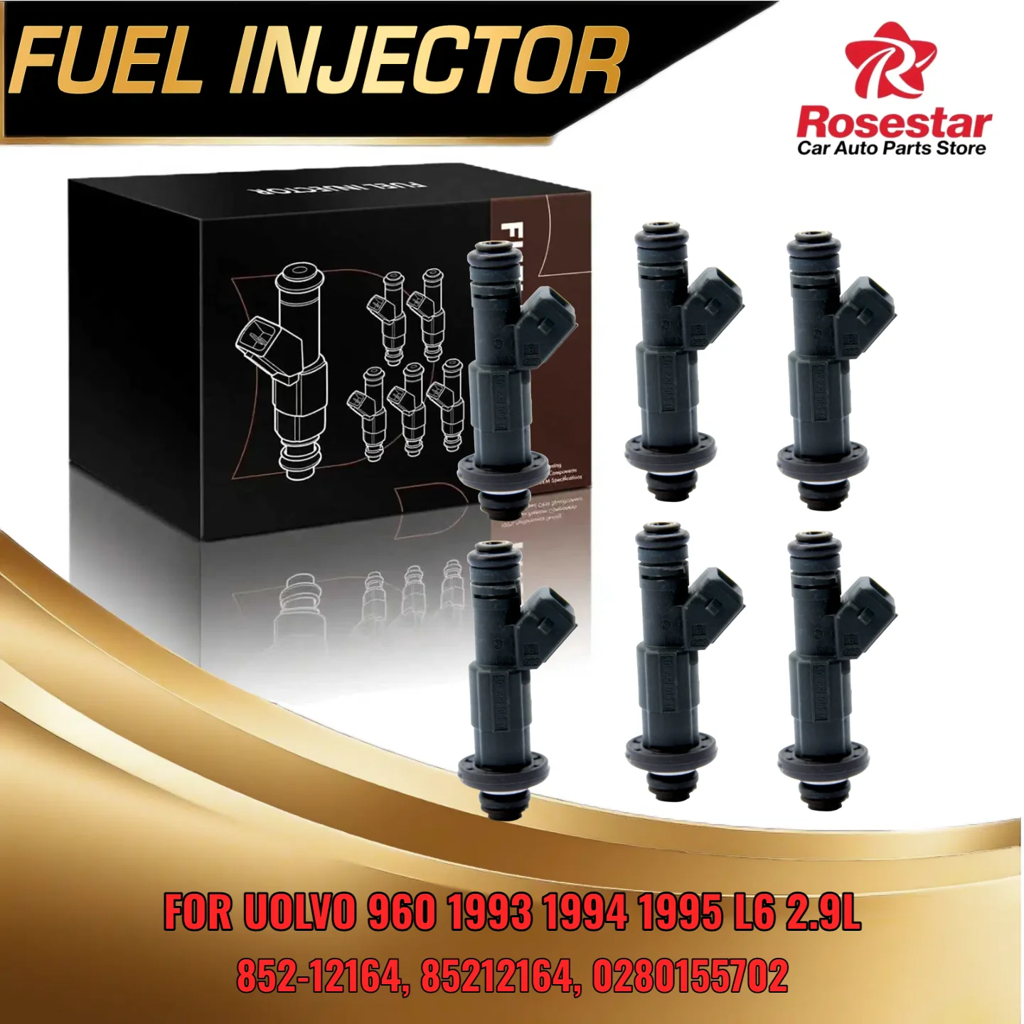 

New 6 Pieces Injector for Volvo 960 1993-1995 L6 2.9L DOHC Fit 852-12164 85212164 0280155702