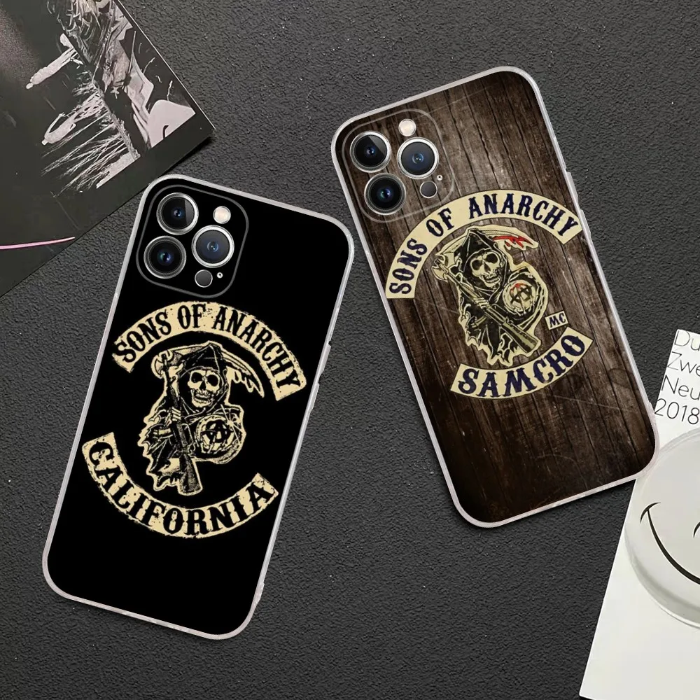 American TV S-Sons Of Anarchy Phone Case For iPhone 15 14 13 12 Mini 11 Pro XS Max X XR SE 6 7 8 Plus Soft Silicone Cover