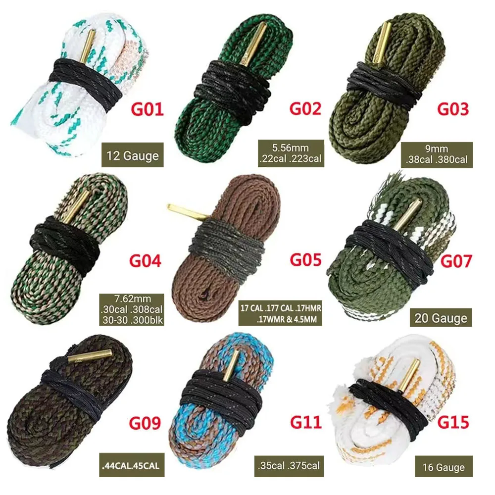 

Hunting Gun Bore Cleaner Rope .22 Cal.223 Cal.38 Cal& 5.56mm 7.62mm 12GA Rifle Cleaning Brush Kit Tool Rifle Barrel Calibre Rope