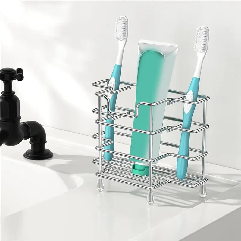 ABUN Toothbrush Holder Wall Mounted 3 Slots Stainless Steel Bathroom Organizer for Toothpaste Shaver Smalfor l Space