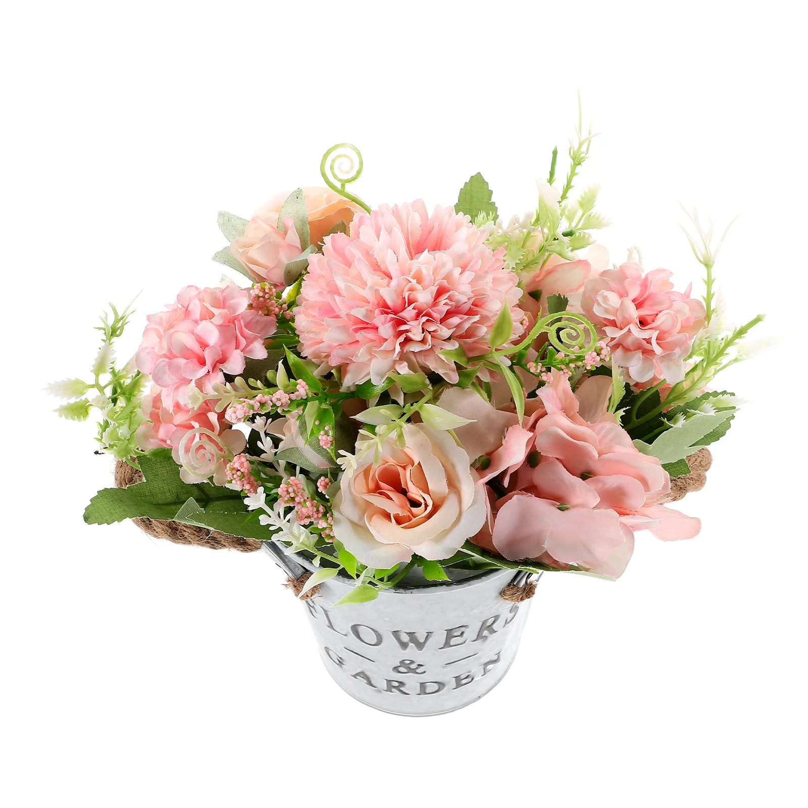 

Simulated Hydrangea Pot Pink Cement Resin Fake Bonsai Desktop Ornament Decoration for Home Office