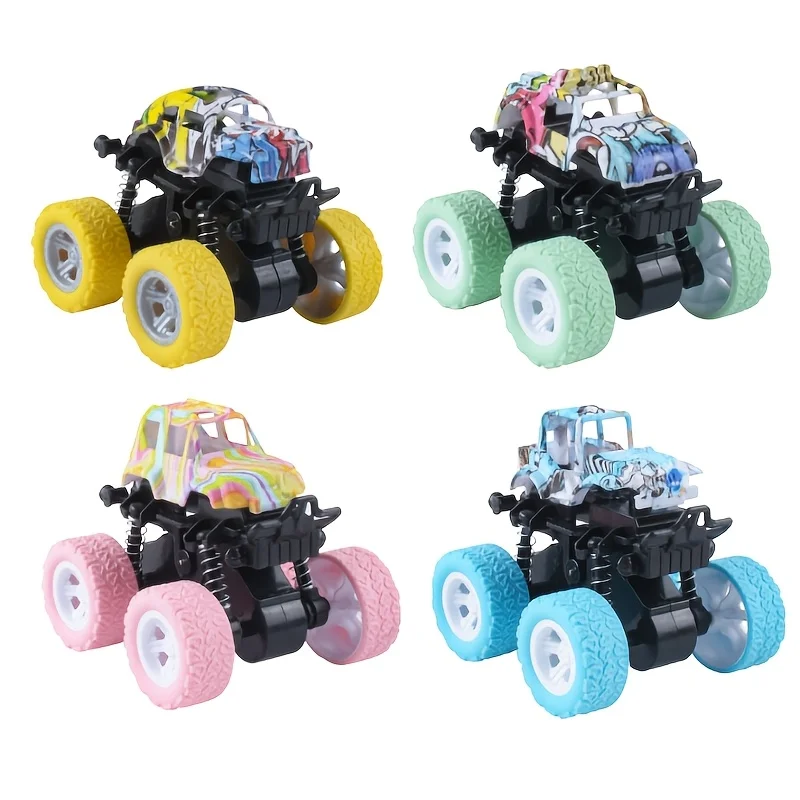 

Push & Go Friction-Powered Off-Road Mini Toy Car - Double-Direction Inertia Cars with 360° Rotation, Durable Pull Back Vehicle