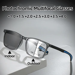 Sports Progressive Reading Glasses Anti Blue Light Multifocal Photochromic Women Retro Presbyopia Eyeglasses Outdoor Sunglasses