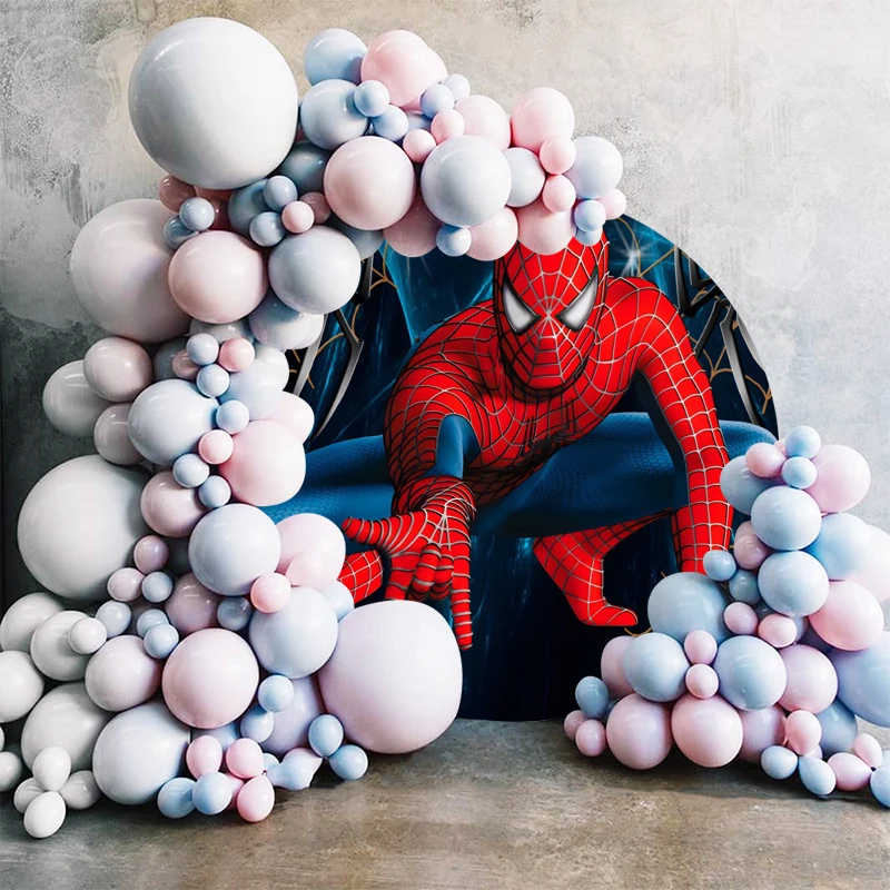 Fondo de círculo elástico de Spider-Man Hero para fotografía, telón de fondo para fiesta de cumpleaños, Baby Shower, decoración para sesión de fotos