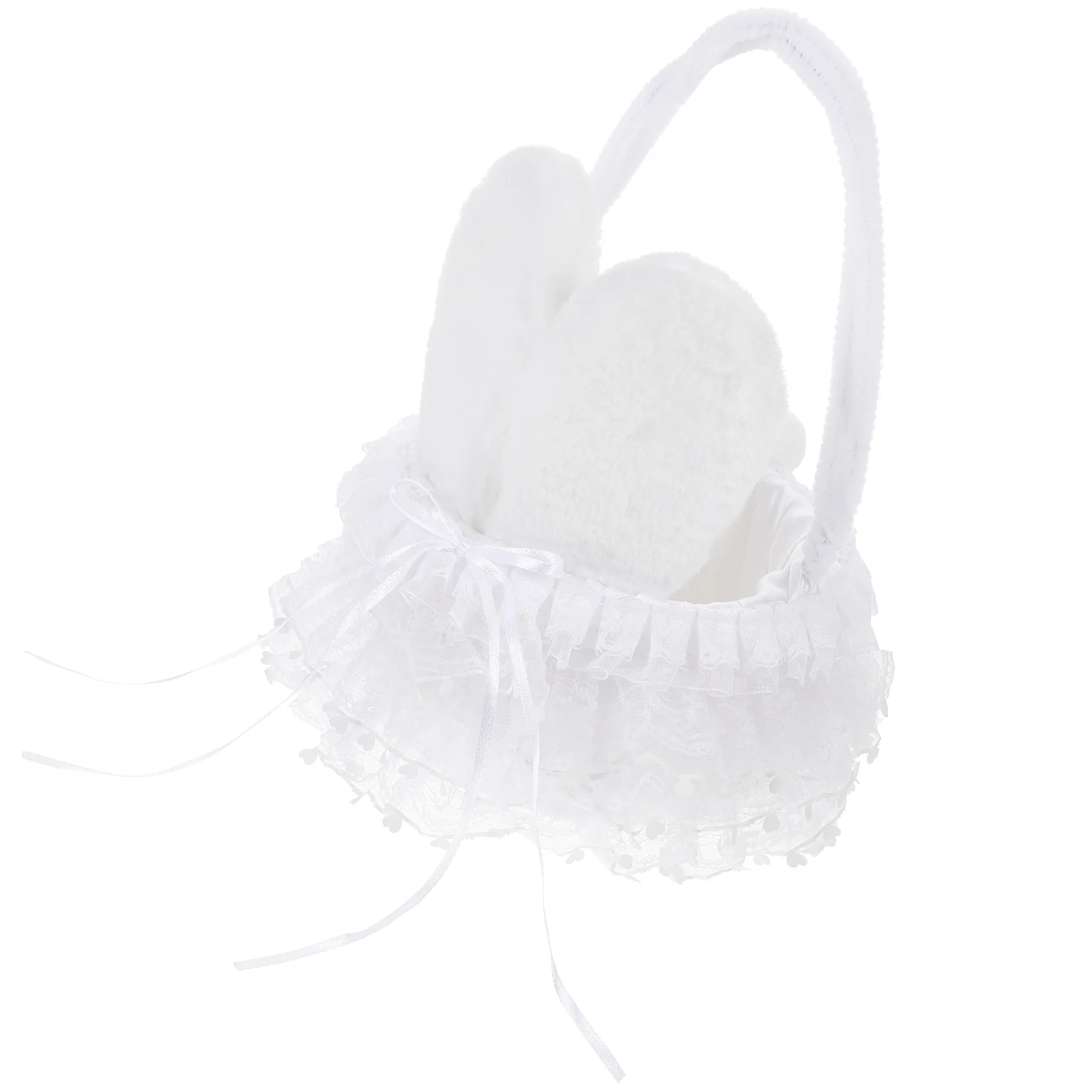 

Bunny Ear Flower Basket Stable Portable Easter Tote Small Handheld Basket for Flower Wedding Party Baskets
