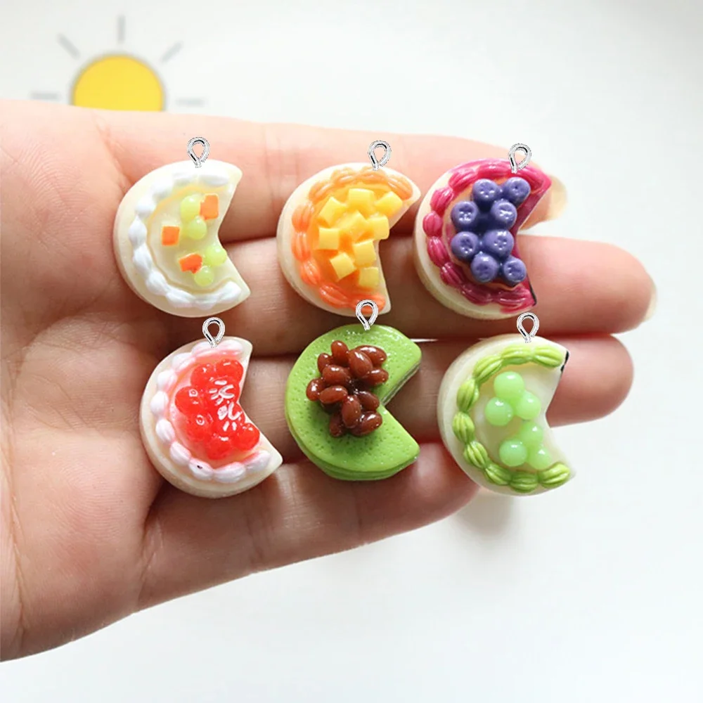 10PCS 21x17mm Notched Cake Series Flat Back Charms For Earrings Bracelet Hairpin DIY Jewelry Pendants Decoration Accessories