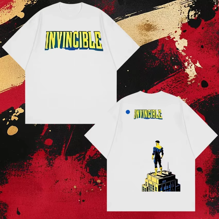 2026 harajuku cartoon Invincible Double Sided print short sleeve T-shirt Unisex pure Cotton Tops Men Women Fashion T shirt