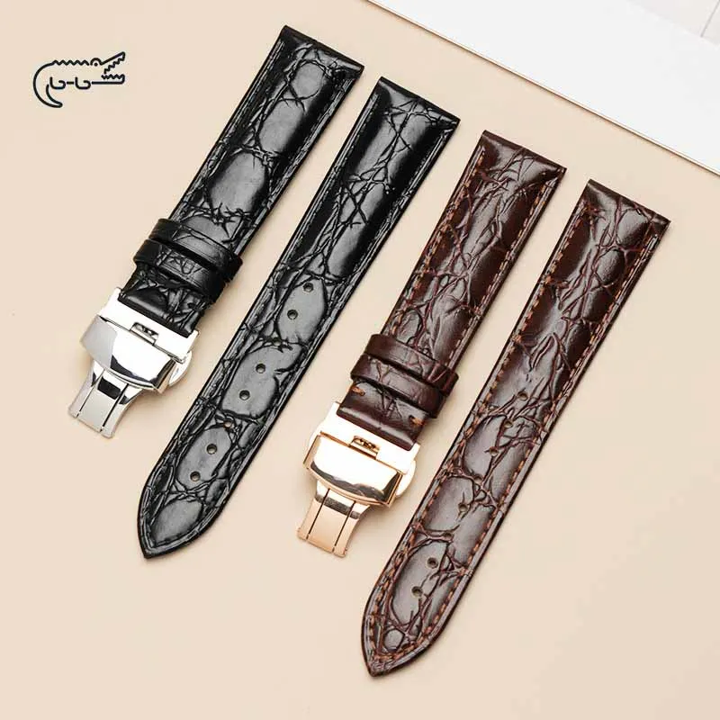for Cartier Omega Watchband Crocodile Pattern Design Leather Strap Soft Business Wristband Women Men's 14/16/18/19/20/21/22mm
