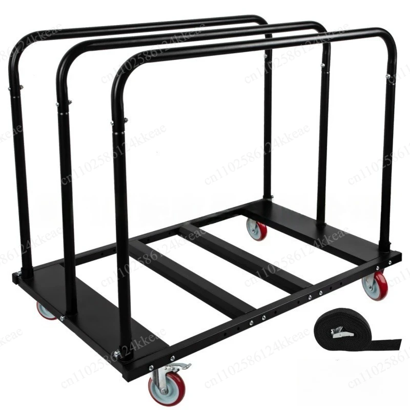 Foldable table cart with rotating wheels, sturdy table transport