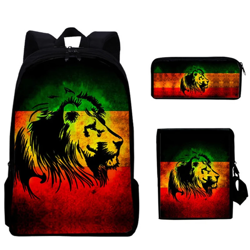 3pcs/Set Backpack Harajuku Moon Lion 3D Print School Student Bookbag Anime Laptop Daypack Lunch Bag Pencil Case