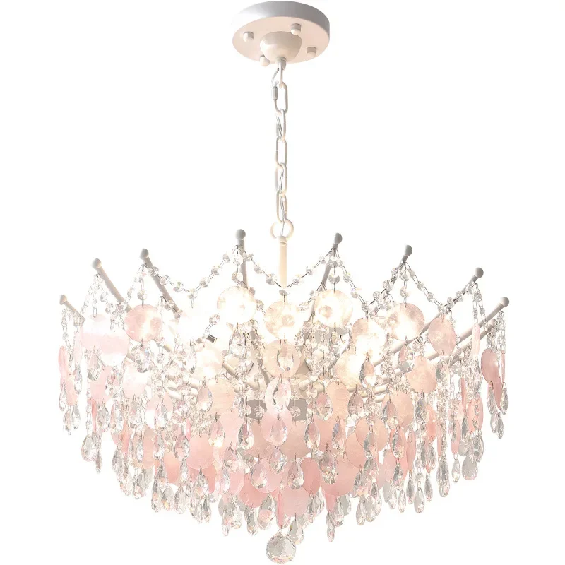 French vintage crystal chandelier vintage style master bedroom lamp living room light warm romantic art shell lamp