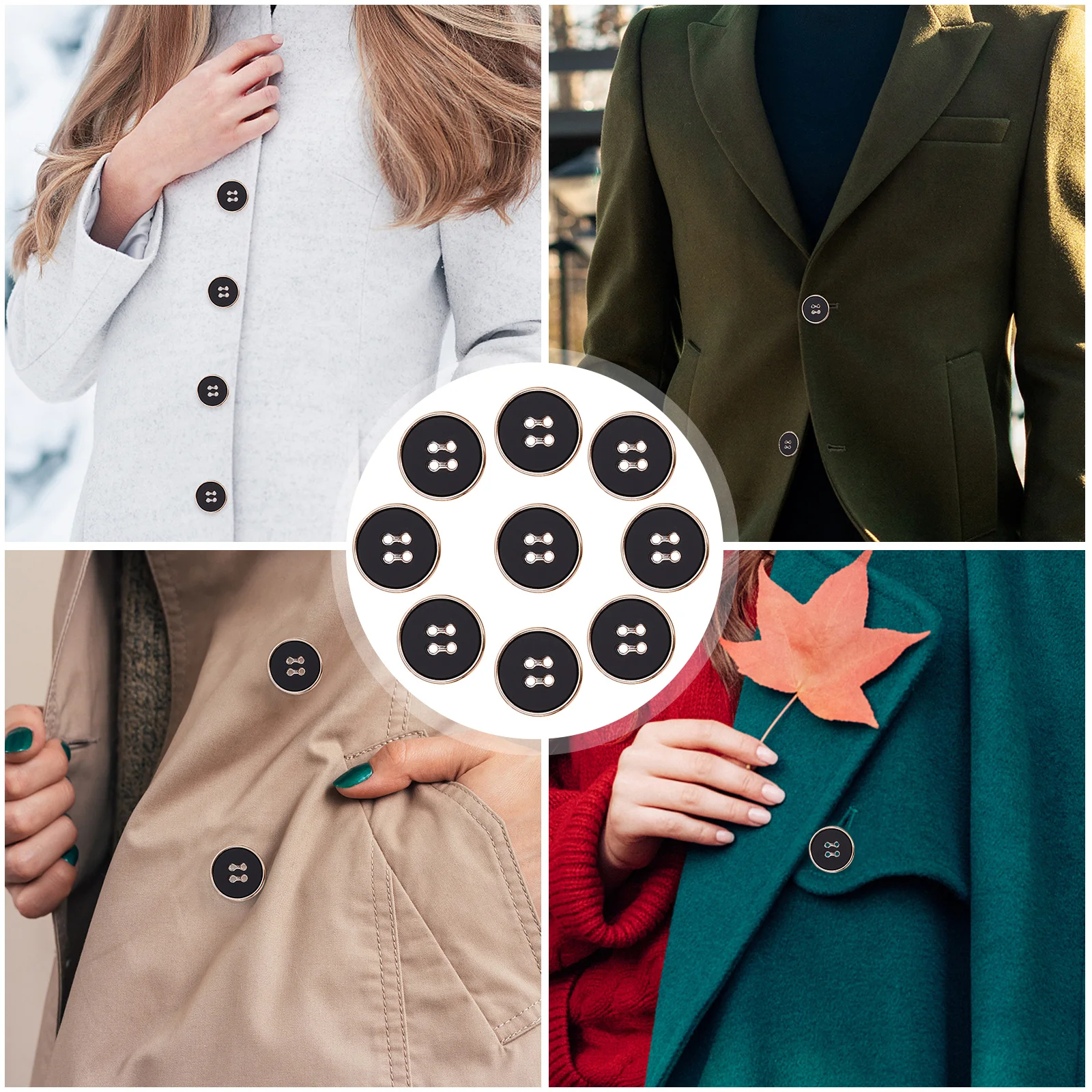 

50pcs Gold Rimmed Resin Plastic Round Fasteners For Sewing Clothes Knitting Craft Diy Four-Hole Decorative Buttons Sewing