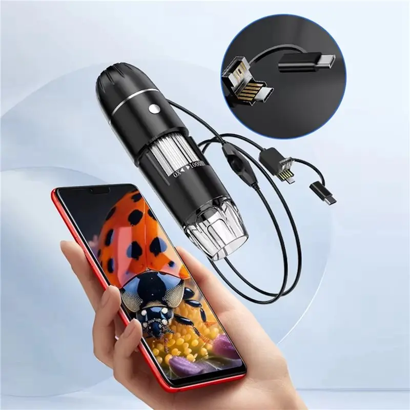 2Pcs Digital Microscope Handheld USB HD Inspection Camera 50X-1600X With Stand 8 LED Portable Microscopes-AT30