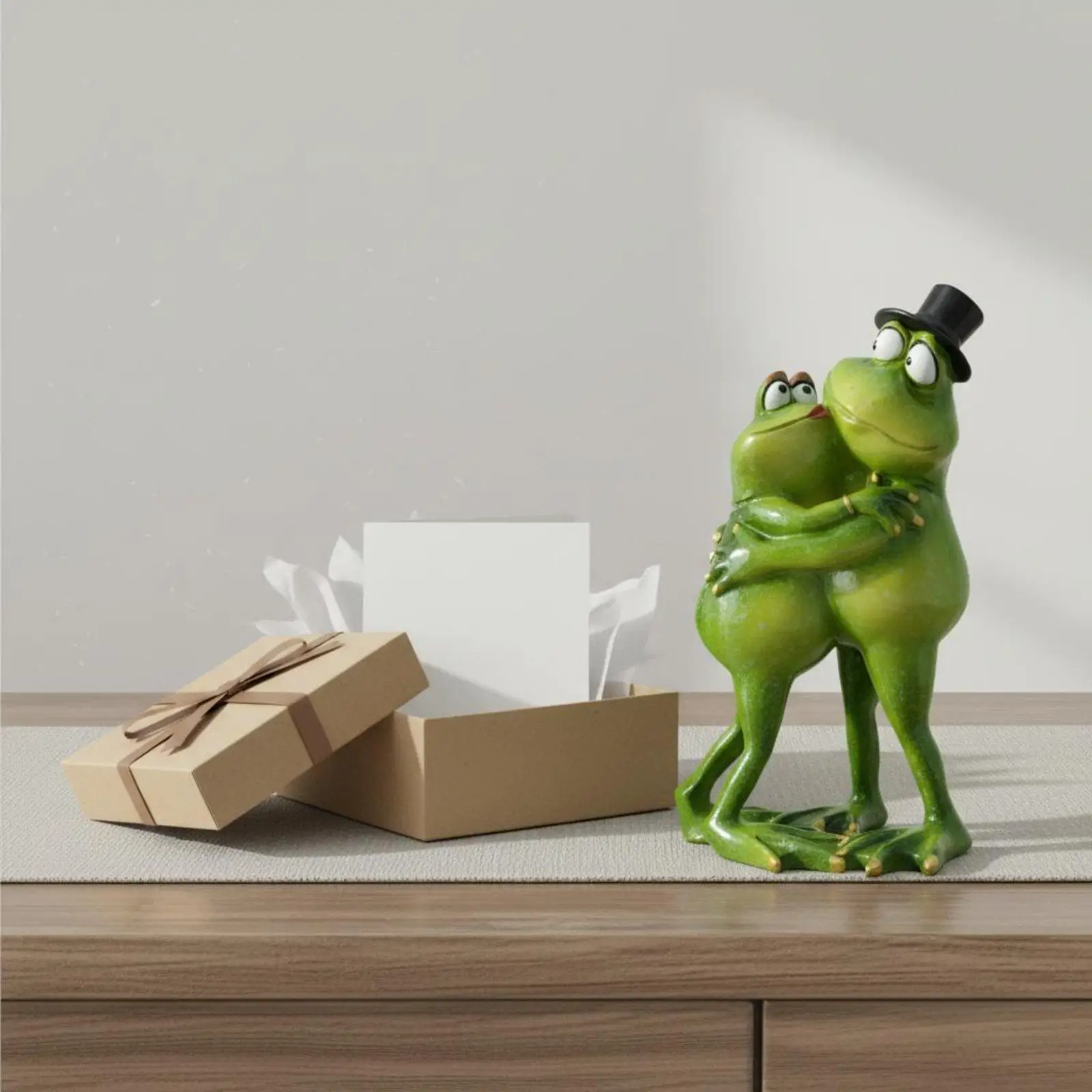 Romantic Frog Couple Ornament Resin Figurine for Garden Statue Decor Home Decorative Fairy Piece