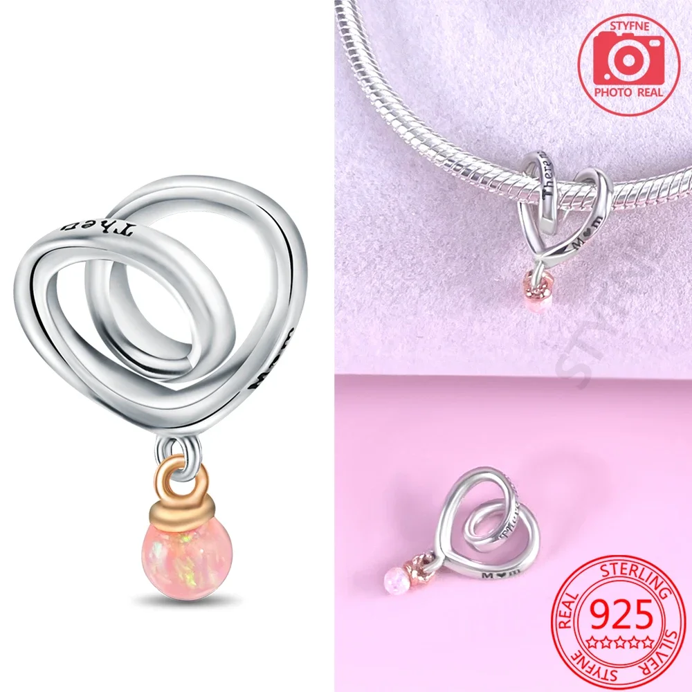 Romantic 925 Sterling Silver Mum Two-tone Wrapped Heart Charm Fit Pandora Bracelet Jewelry Accessories For Women's Proposal Gift