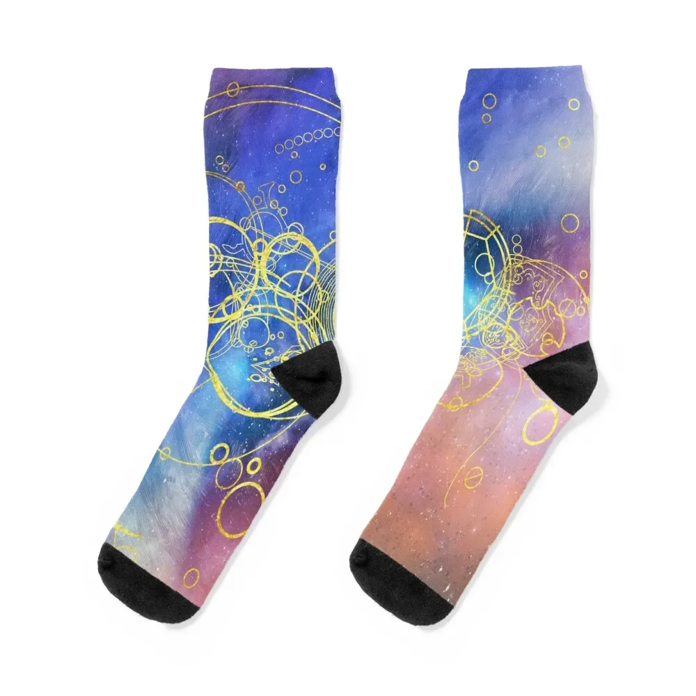 Time Lord Writing (vortex hues) Socks short designer brand Mens Socks Women's