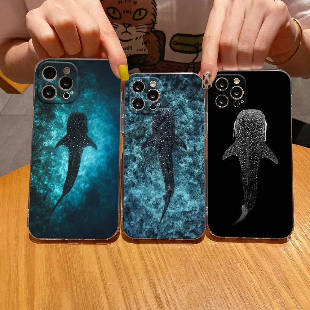 Whale Shark Ocean Clear Phone Case For iPhone 11 15 14 Pro Max 12 13 Mini 16 Pro 15 Plus X XS 8 7 SE Cover Soft Transparent Case