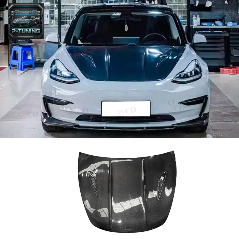 

Carbon Fiber CMS Style Front Hood Bonnet For Tesla Model 3 2017-2022 Front Bumper Engine Hood Cover Body Kit