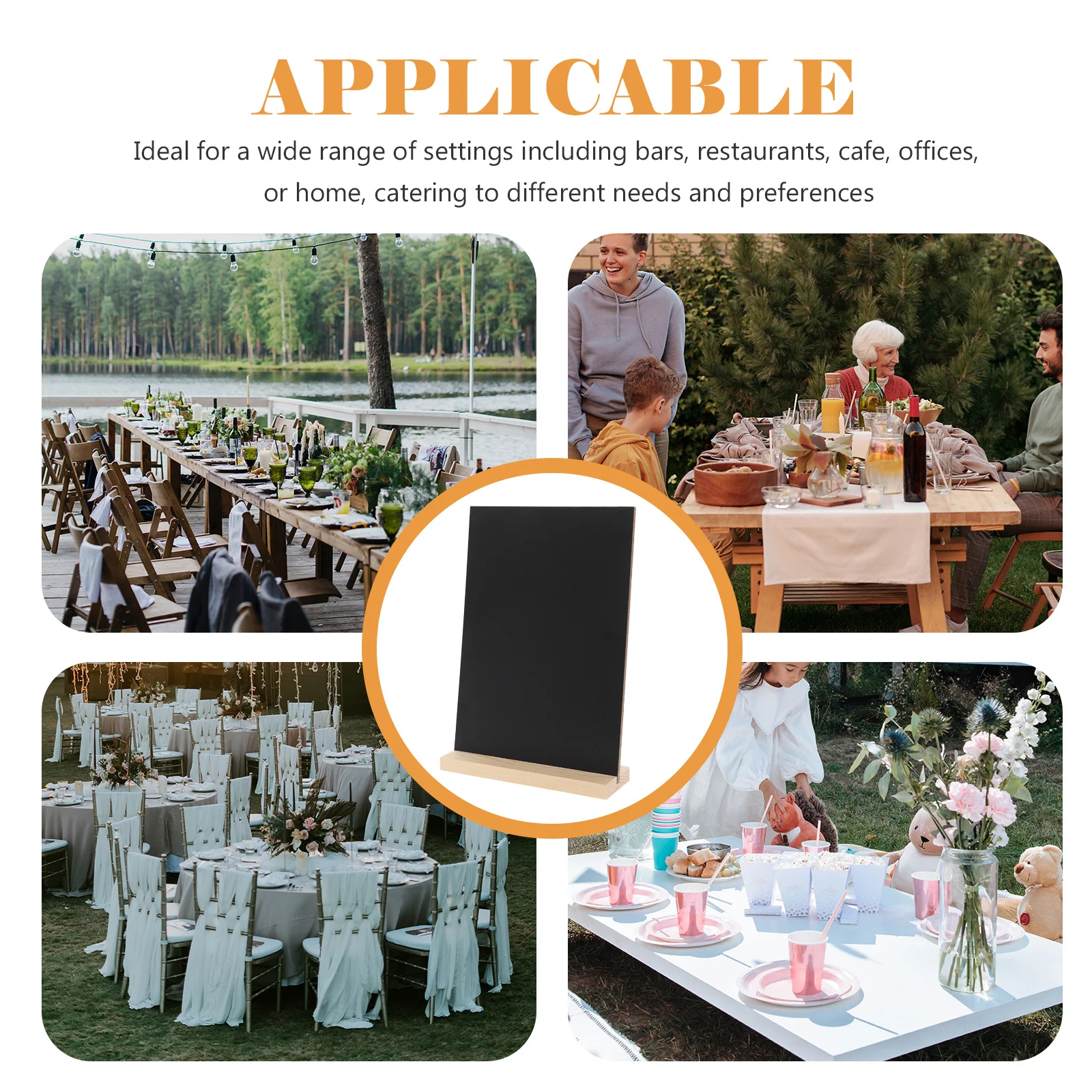 2 مجموعات حامل السبورة الخشبية ريفي لوحات الطباشير الصغيرة لقائمة رسالة مطعم بار سطح المكتب علامات السبورة الحامل #4