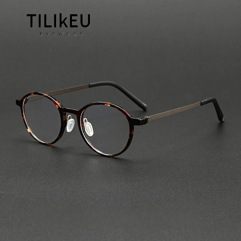

New Retro Small Round Glasses Frame TR Titanium Ultralight Men's Screwless Eyeglasses Large Face Designer Women's Luxury Eyewear