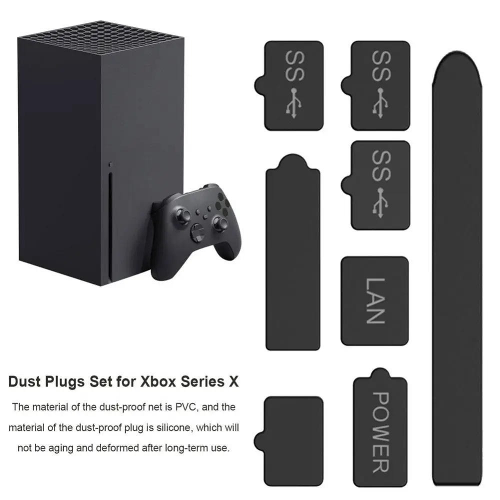 Kit de bouchons anti-poussière en silicone pour Xbox Series X, filtre à mailles, bouchons de prise, accessoires de jeu Xbox, 1 jeu