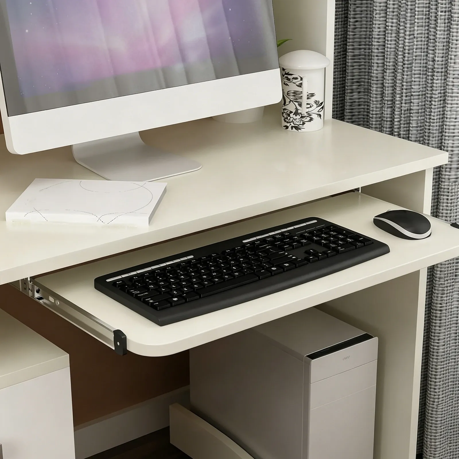 1Pair Keyboard Slide Rail Steel Ball Bearing Smooth Quiet Desk Keyboard Tray Drawer Slide Track Soft Close Drawer Rail
