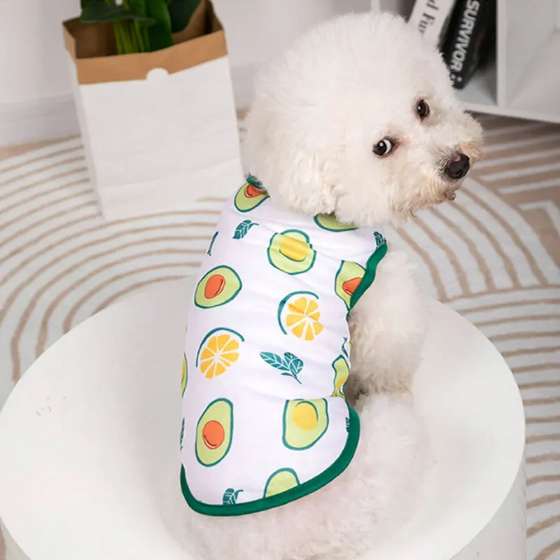 Dog Cloths Summer Comfort Short Sleeve Fruit Print Sleeveless Vest For Dogs and Cats Puppy Clothes Teddy Pomeranian Pet Supplies