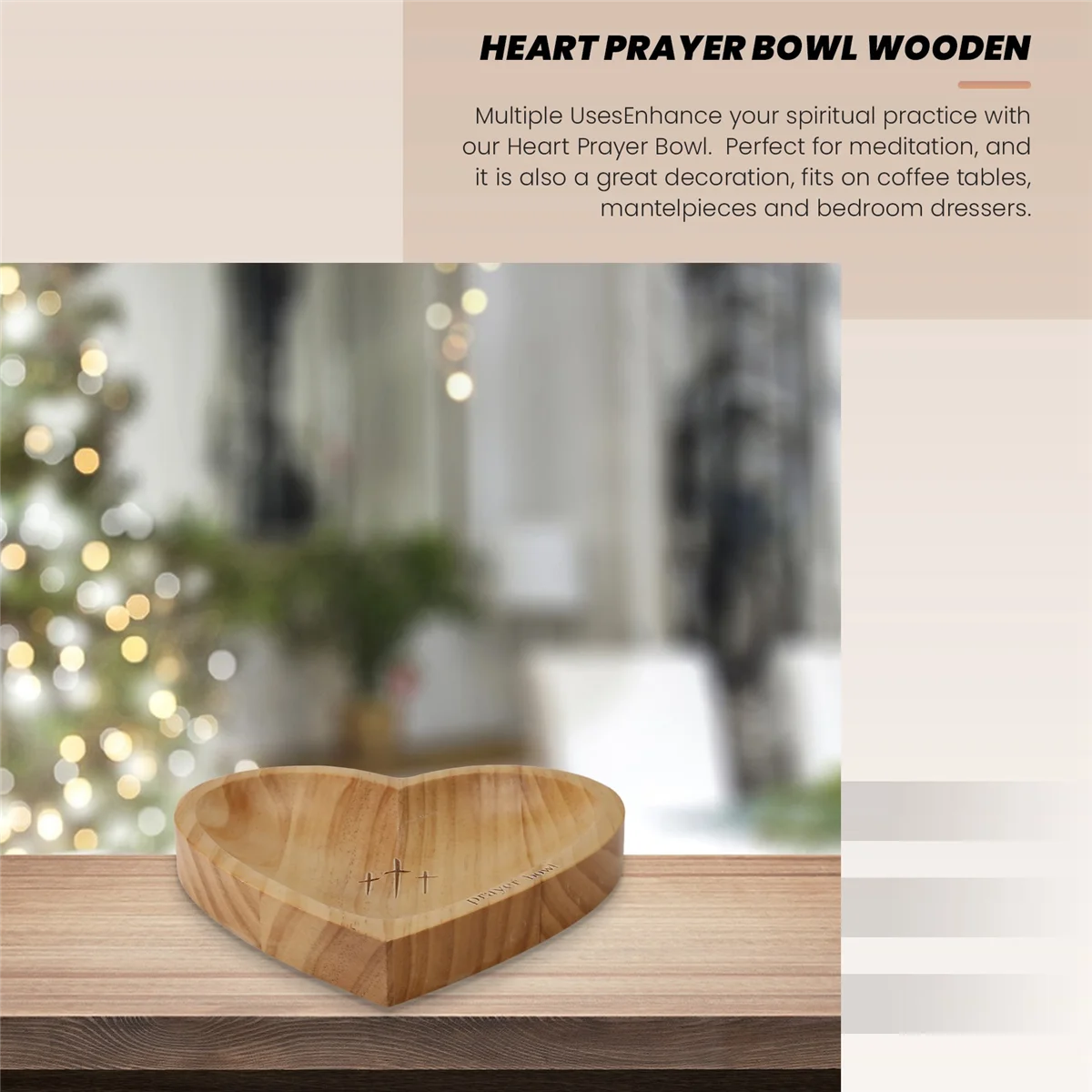 Prayer Bowl , Heart Prayer Bowl Wooden, Christian Gifts for Women, Wood Prayer Dough Bowl, Heart Shaped Decor Bowl