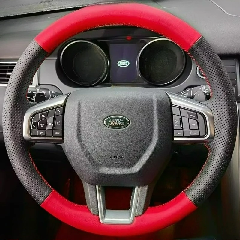 

Чехол на руль из черной и красной кожи ручной работы для Land Rover Range Rover Discovery 3/4/5 Evoque Defender Velar Freelander