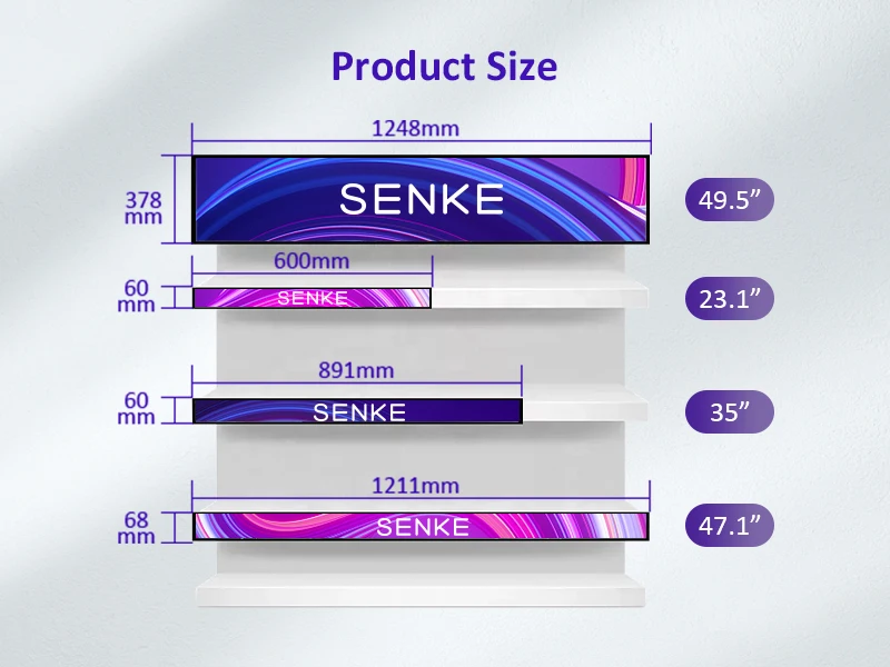 Stretched Bar Lcd Advertising Display 16.4inch 28inch Android Ultra Wide Digital Shelf Lcd Screen Stretched Bar Display