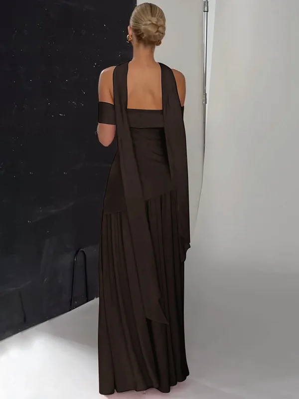 섹시한 롱 슬릿 드레스 원숄더 생일 파티 드레스 폴리에스터 섬유 노슬리브 바디콘 핏 여성 모임용