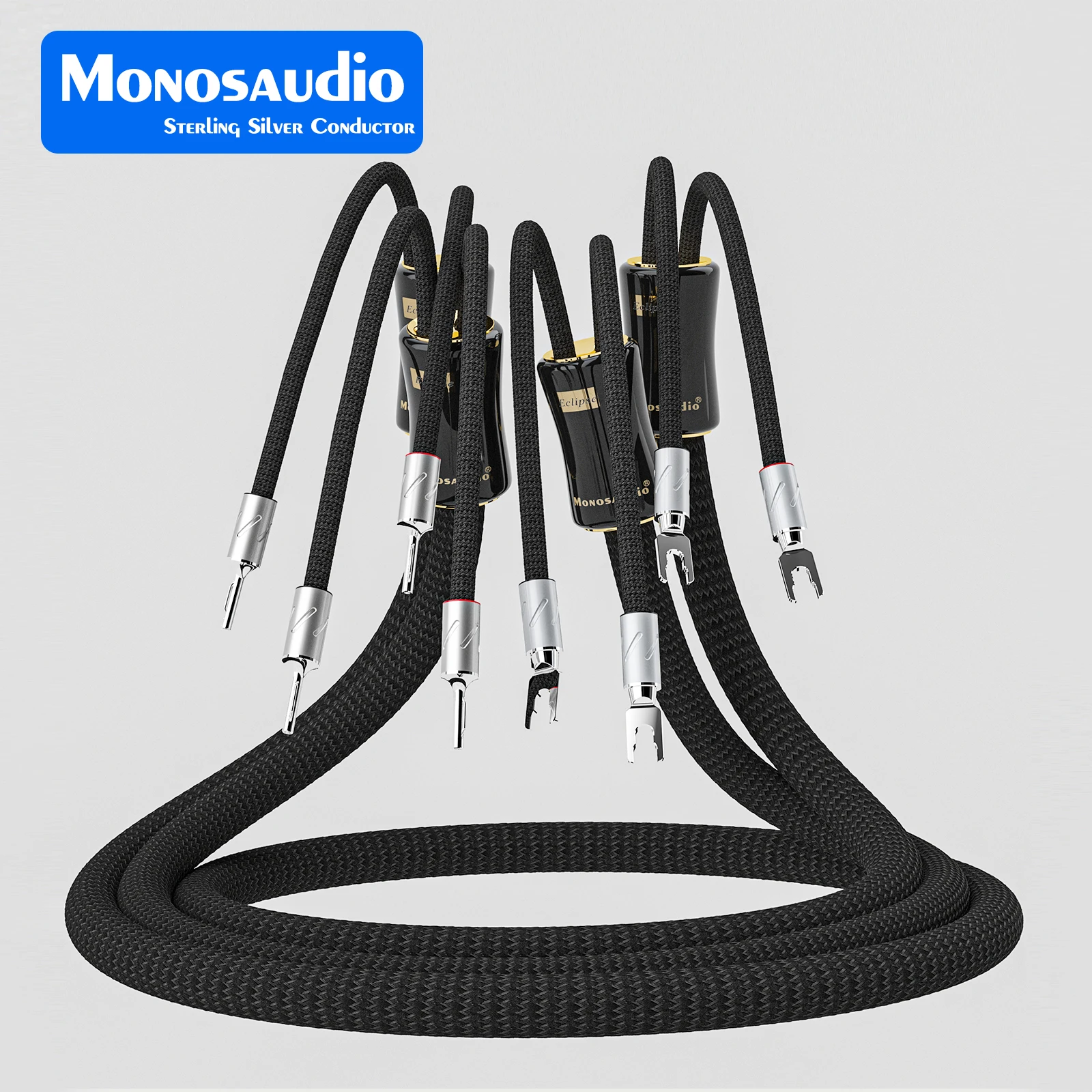 سلسلة Monosaudio Eclipse المرجعية - كابلات صوتية راقية من الفضة النقية 6N: RCA وUS AU EU Schuko Power، وربطات XLR #3