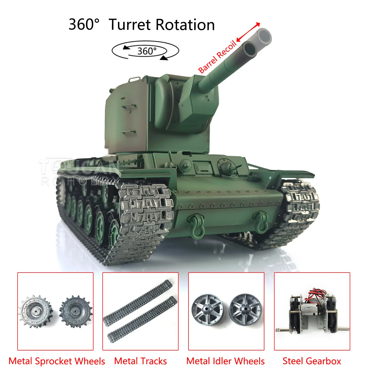 1/16 Scale HENG LONG TK7.0 RC Tank Model Upgraded Soviet KV-2 RTR Gigant 3949 360° Turret Radio Control Toy TH19751