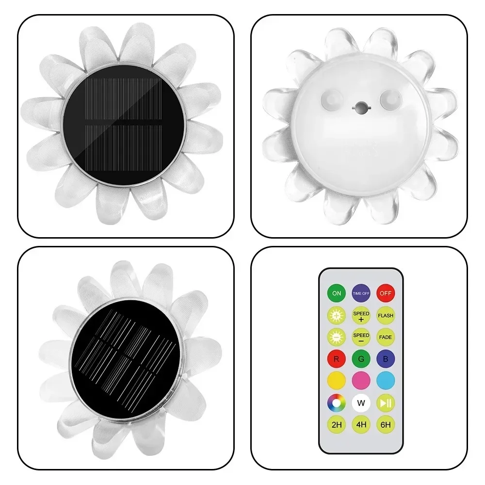 Solar Flower Pool Light LED Water Bleaching Belt Color Changing Timing Waterproof Hot Spring Fountain light Garden lawn light