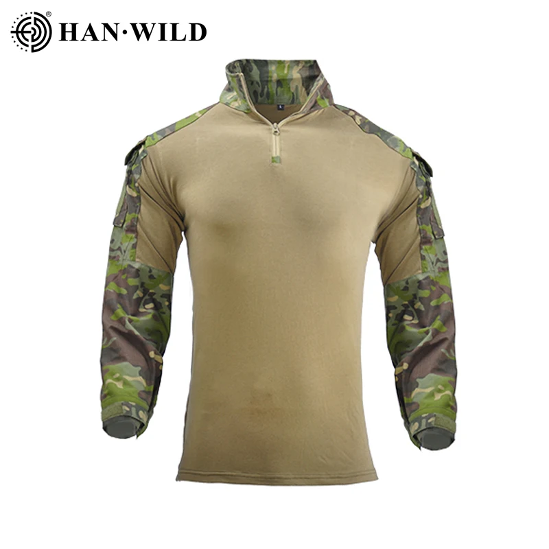 

HAN WILD Combat Softair Shirt Tactical Shirts for Men Outdoor Hiking Clothes Airsoft Climbing Long Sleeve CP Hunting Clothing