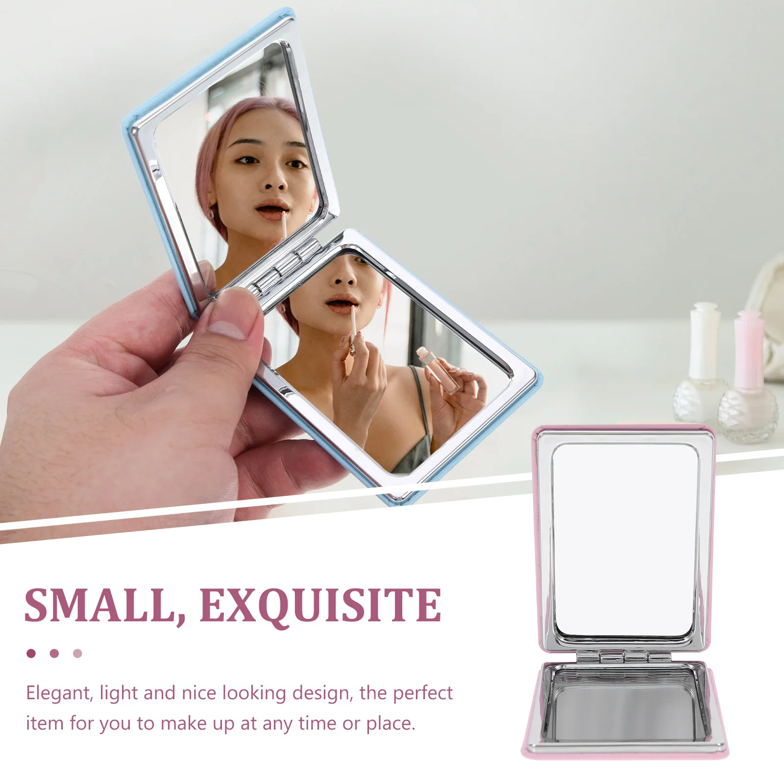 

3Pcs Delicate Portable Folding Makeup Mirror Mini Compact Travel Small Mirrors Women Portable Folding Mirror