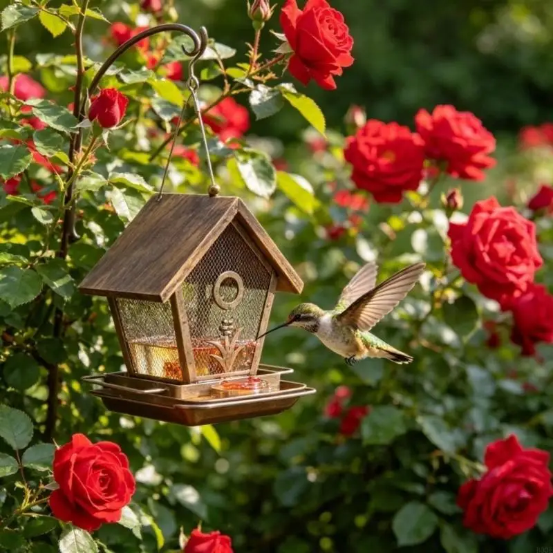 Durable Metal Garden Bird Water Dispenser For Outdoor Use Featuring Elegant Design And Complete Access For Different Birds B03E