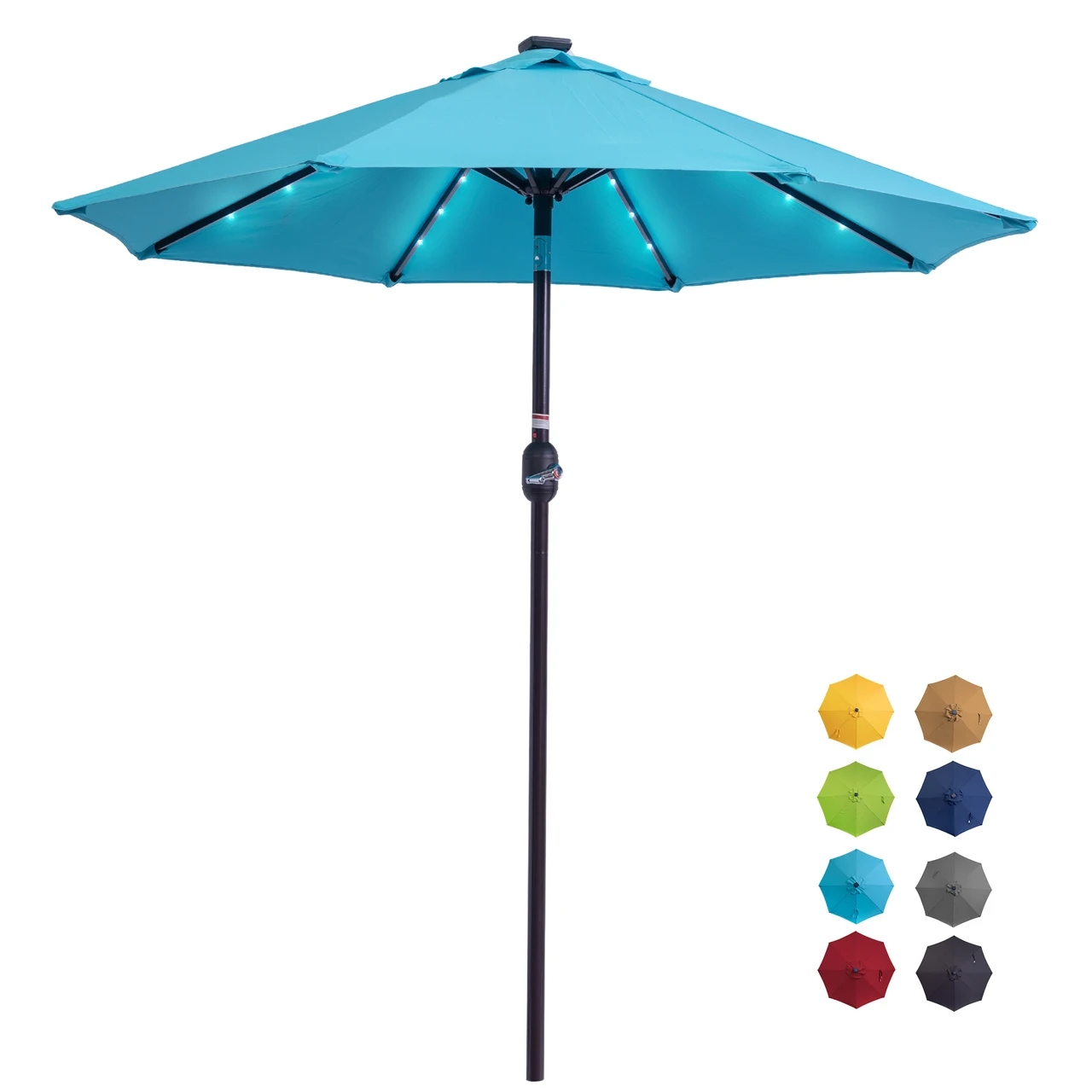 Danlong 7ft Sun Garden Center Pole Patio Umbrella Outdoor Solar Light Emitting Diode Parasol with Tilt Mechanism