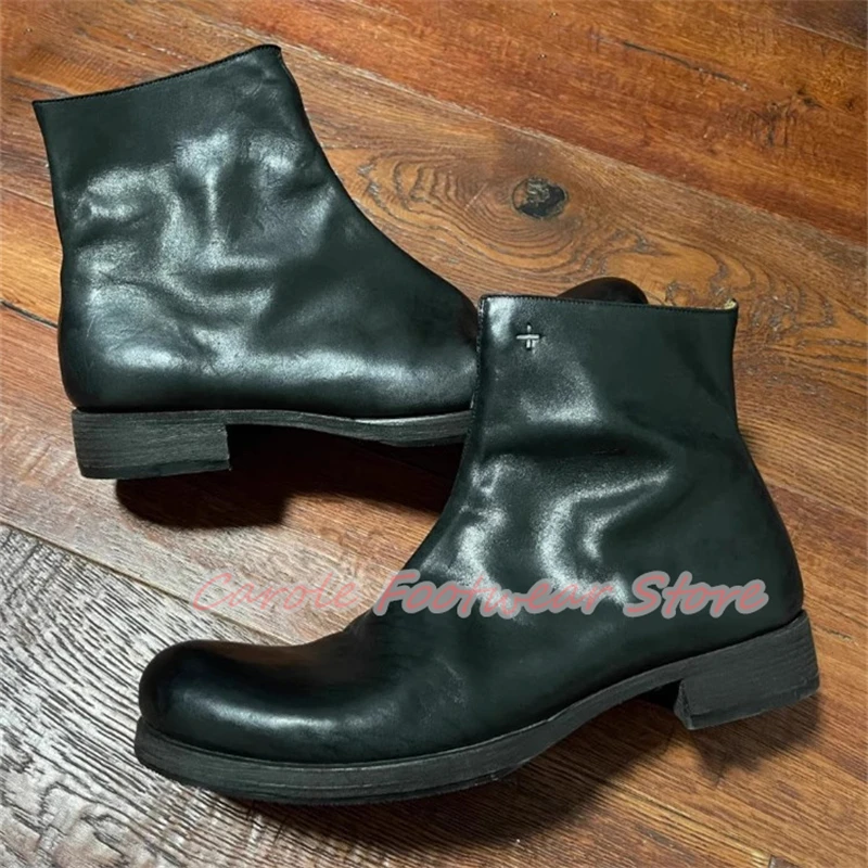 Bottines de moto à bout rond e - Men'S Shoes Zipper avis et prix
