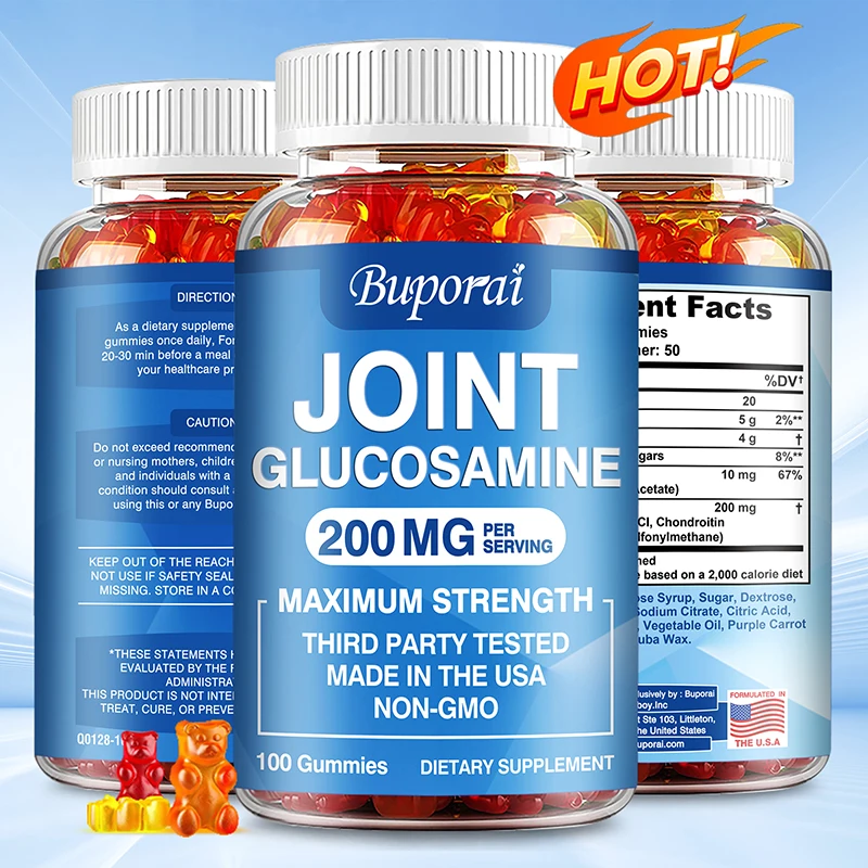 Glucosamine Chondroitin Gummies - Strength Bones Joints Supplements, Joints Cartilage Health, Muscle & Nerve Pain Anti