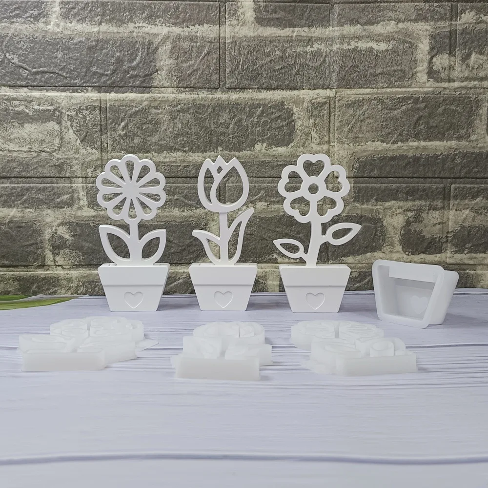 1Pcs Flower Pot Tulip Daisy Cookie Cutter Set DIY Fondant Biscuit Stamp Mold for Baking Home Decor Handmade Craft