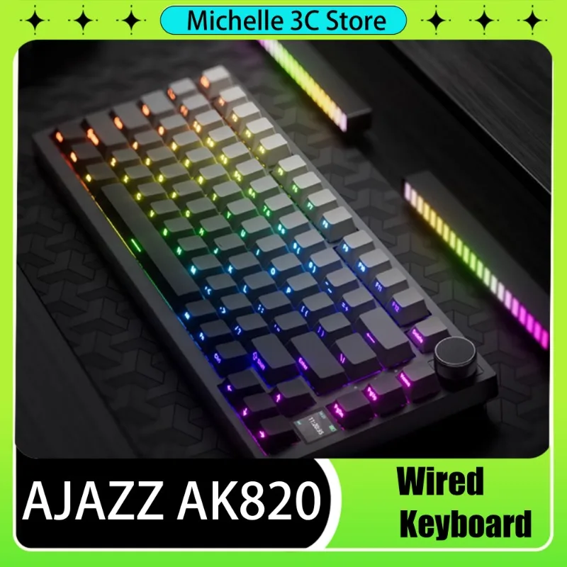 

AJAZZ AK820 75Layout 81Keys Mechanical Keyboard USB Wired RGB Gasket Custom Hot-Swap TFT Screen PBT Keycap Multimedia Knob Gift