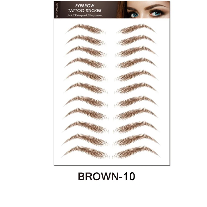 Brown Eyebrows Makeup Tattoo Sticker Water-based Hair-liked Waterproof Long Lasting False Stickers for Brow Grooming Shaping