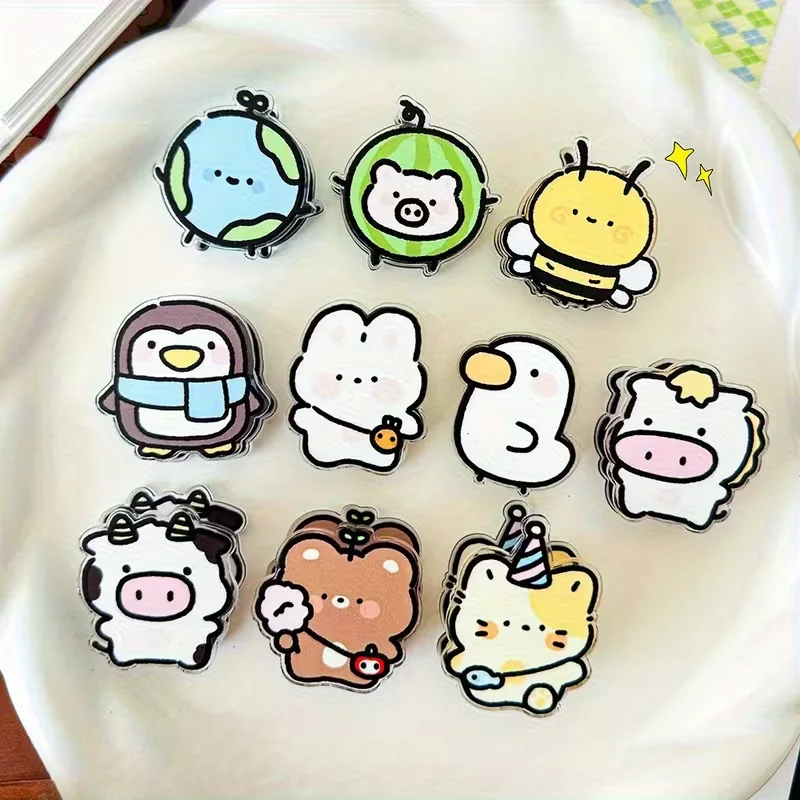 5-piece cartoon animal clips set, random 5 pieces, made of durable acrylic material, super practical PP clips