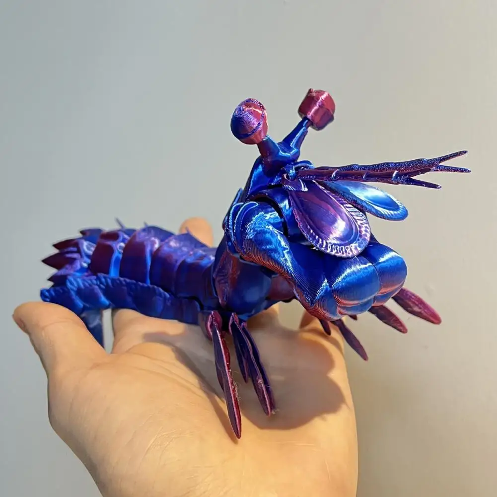 Mantis Shrimp Fidget Toy Anxiety Relief Shrimp with Movable Joints And Retractable Claws 3D Printed Articulated Shrimp Figurine