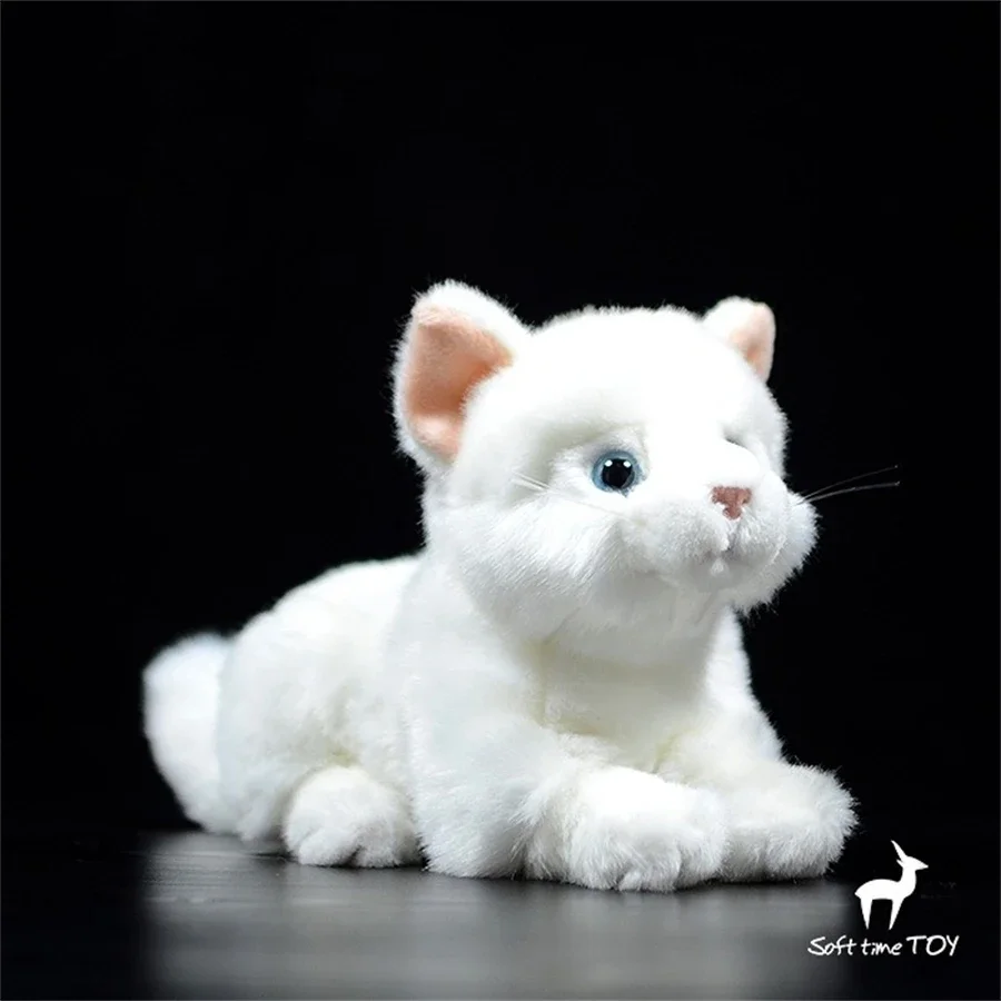 White Cat High Fidelity Anime Cute Plushie Kitty Plush Toys Lifelike Animals Simulation Stuffed Doll Kawai Toy For Kids