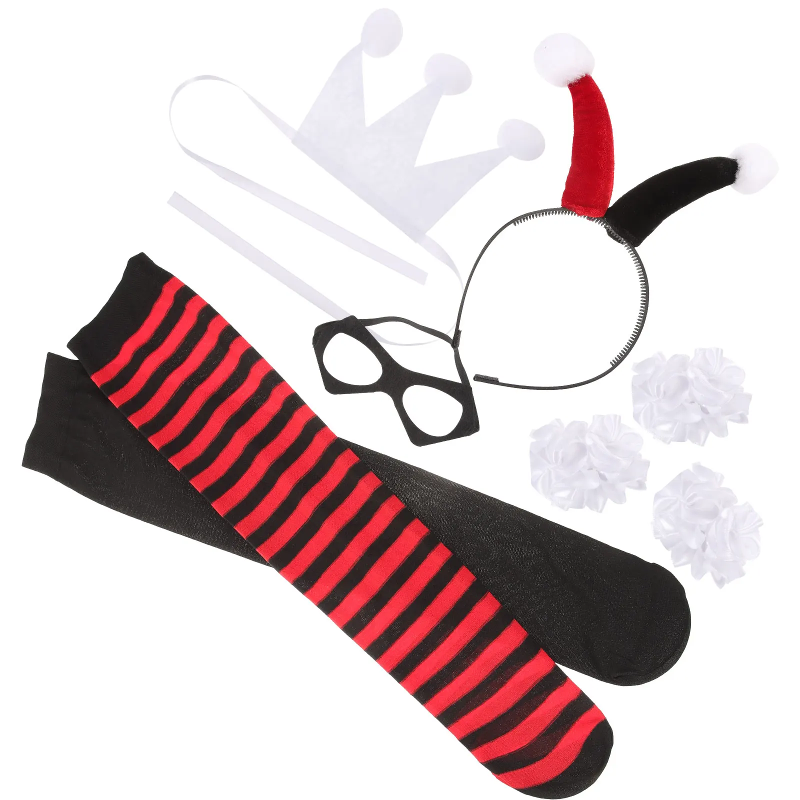 

1 Set Clown Costume Props Halloween Party Accessories Headband Mask Stockings For Masquerade Festival Decorations
