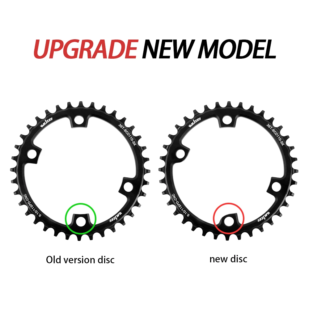 WUZEI 110BCD 36/38/40/42/44/46/48/50/52/54/56/58T 4 Klaue Rennrad Kettenblatt für Shimano R7000 R8000 4700 R2000 R3000 Kettenrad – Detail 1