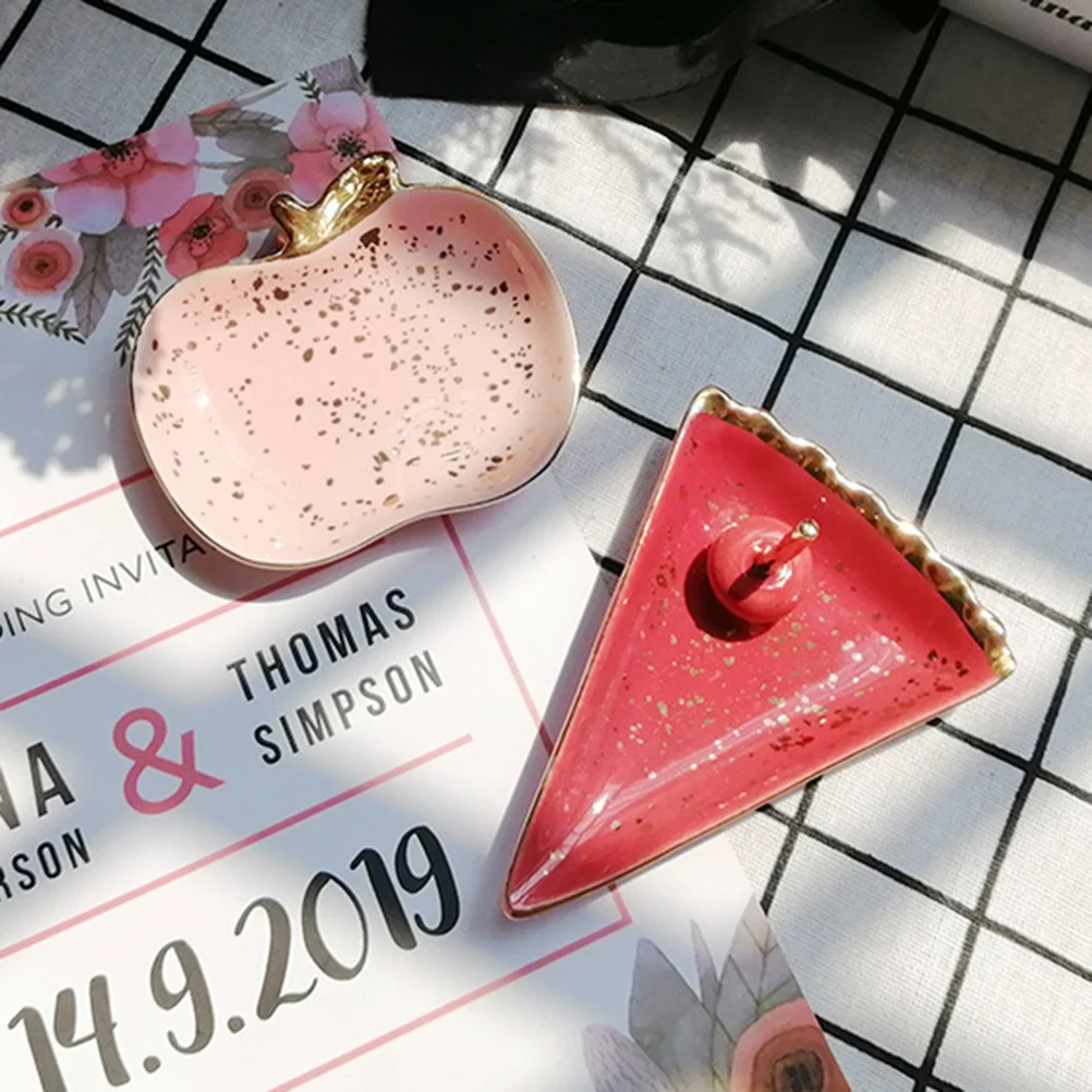 لوحة مجوهرات من السيراميك على شكل البطيخ، منظم صينية تخزين إبداعية للخواتم والأقراط والقلائد هدية أنيقة