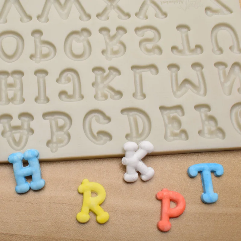 3D English Alphabet Shape Silicone Mold DIY Letter Number Cake Decor Earring Pendant Creative Keychain Clay Plaster Resin Mould